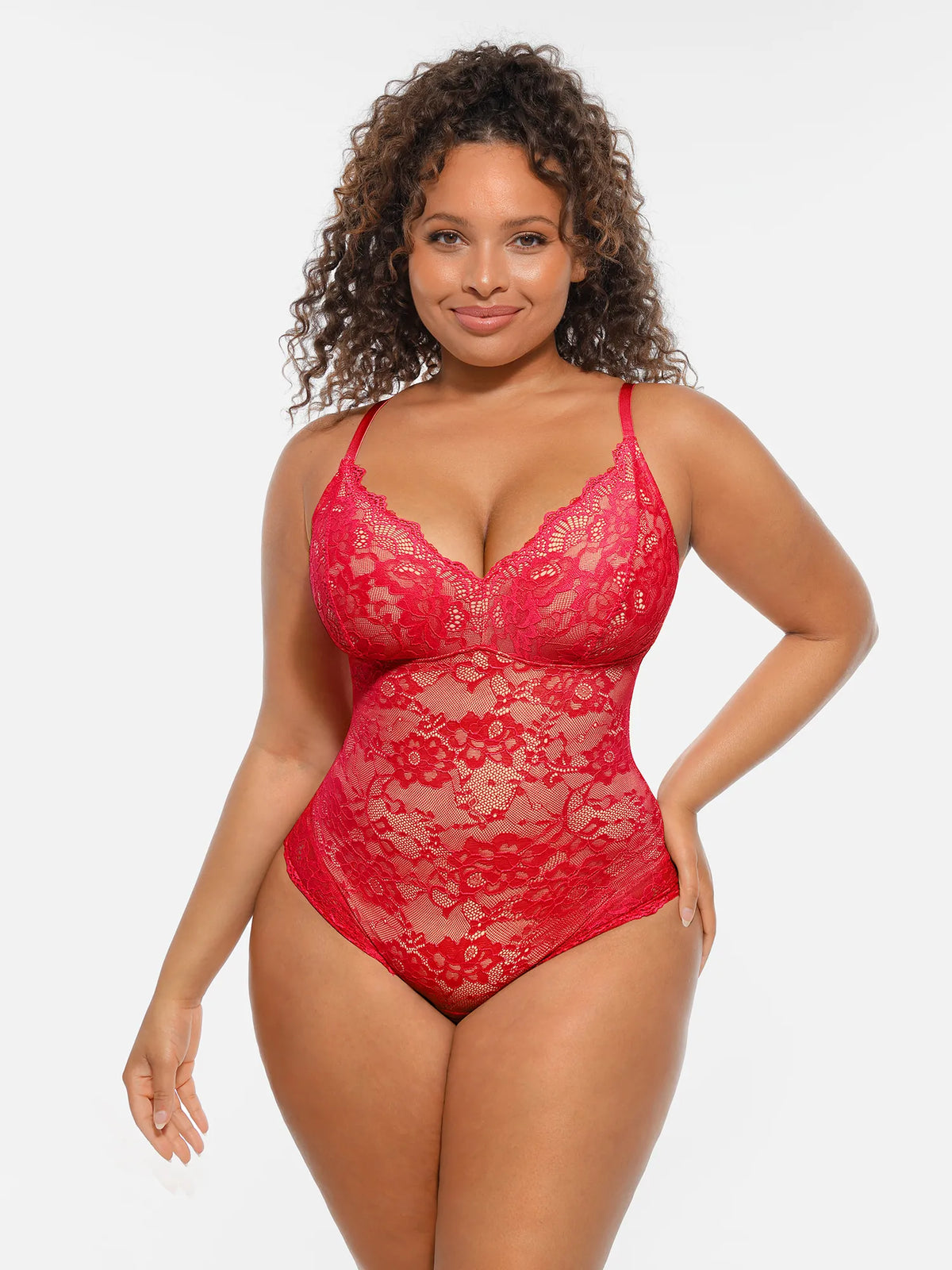 Lace Tummy Control Double-Layer Bodysuit