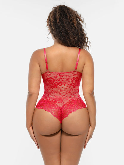 Lace Tummy Control Double-Layer Bodysuit