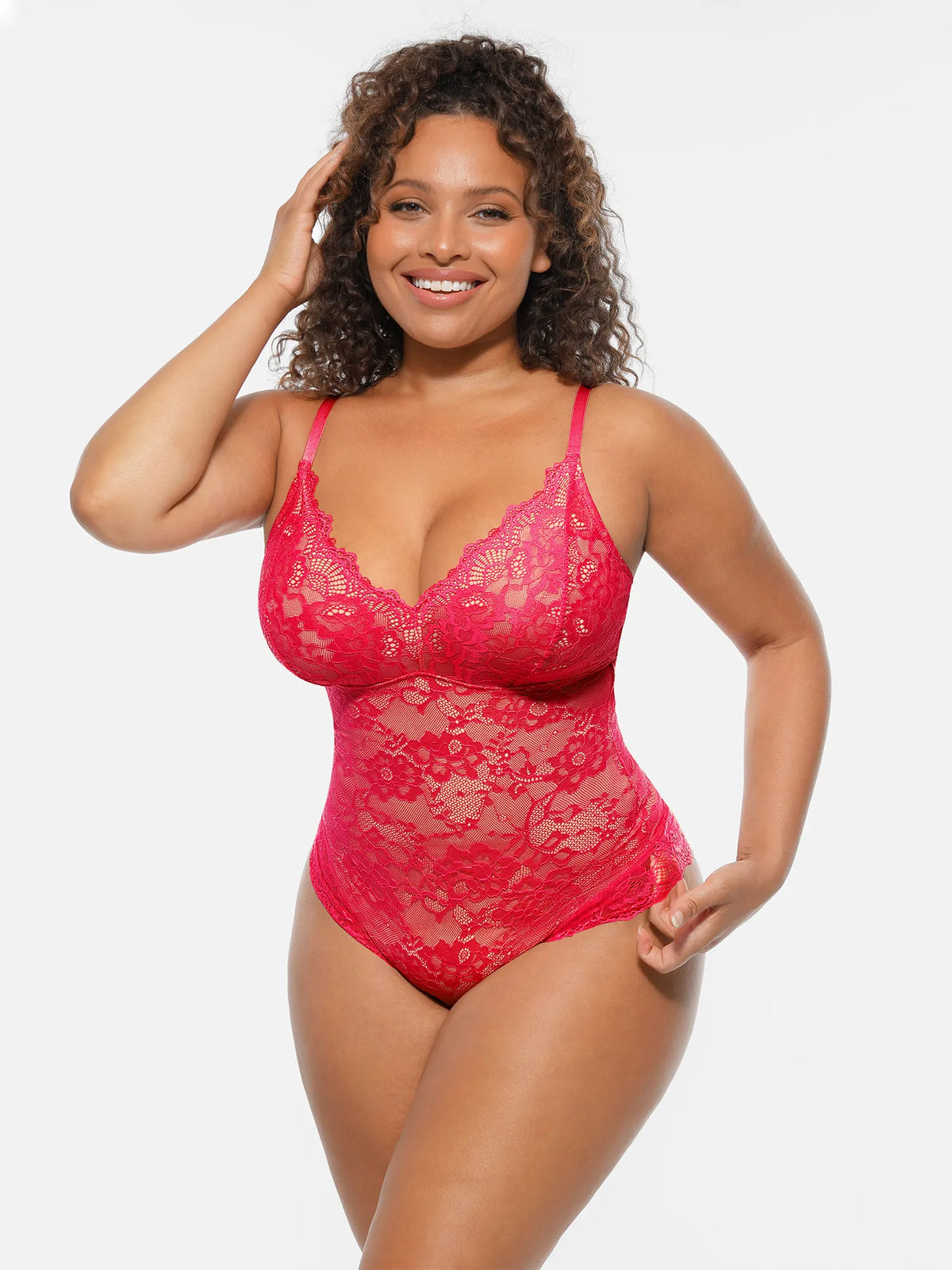 Lace Tummy Control Double-Layer Bodysuit