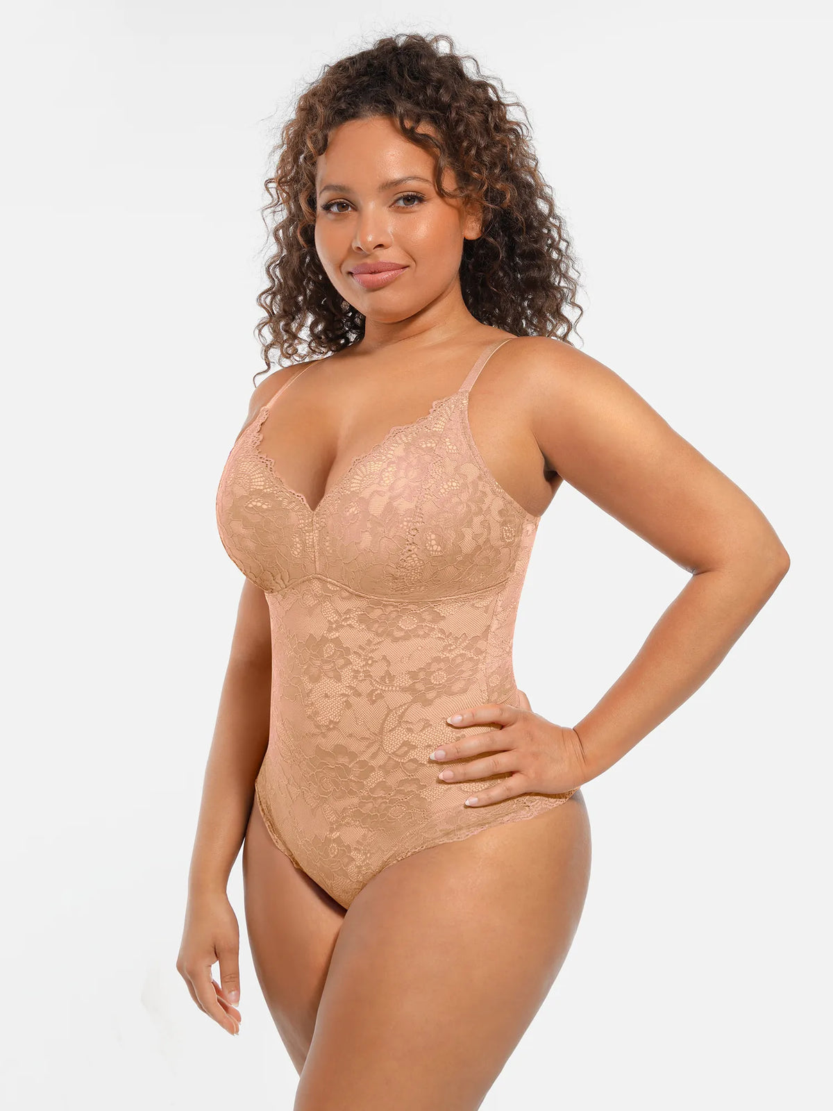 Lace Tummy Control Double-Layer Bodysuit