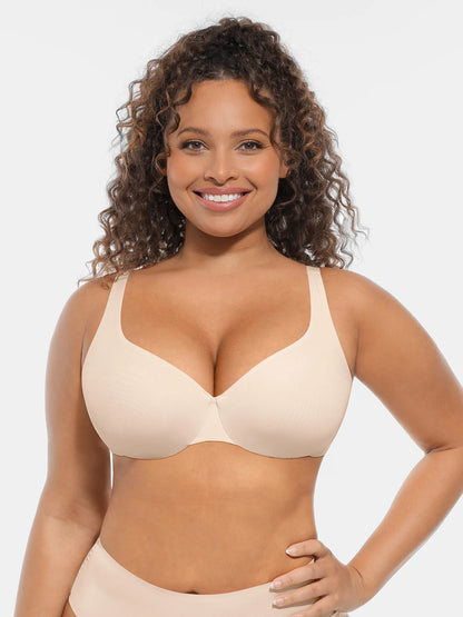 Adjustable-Strap Underwire V-neck Bra
