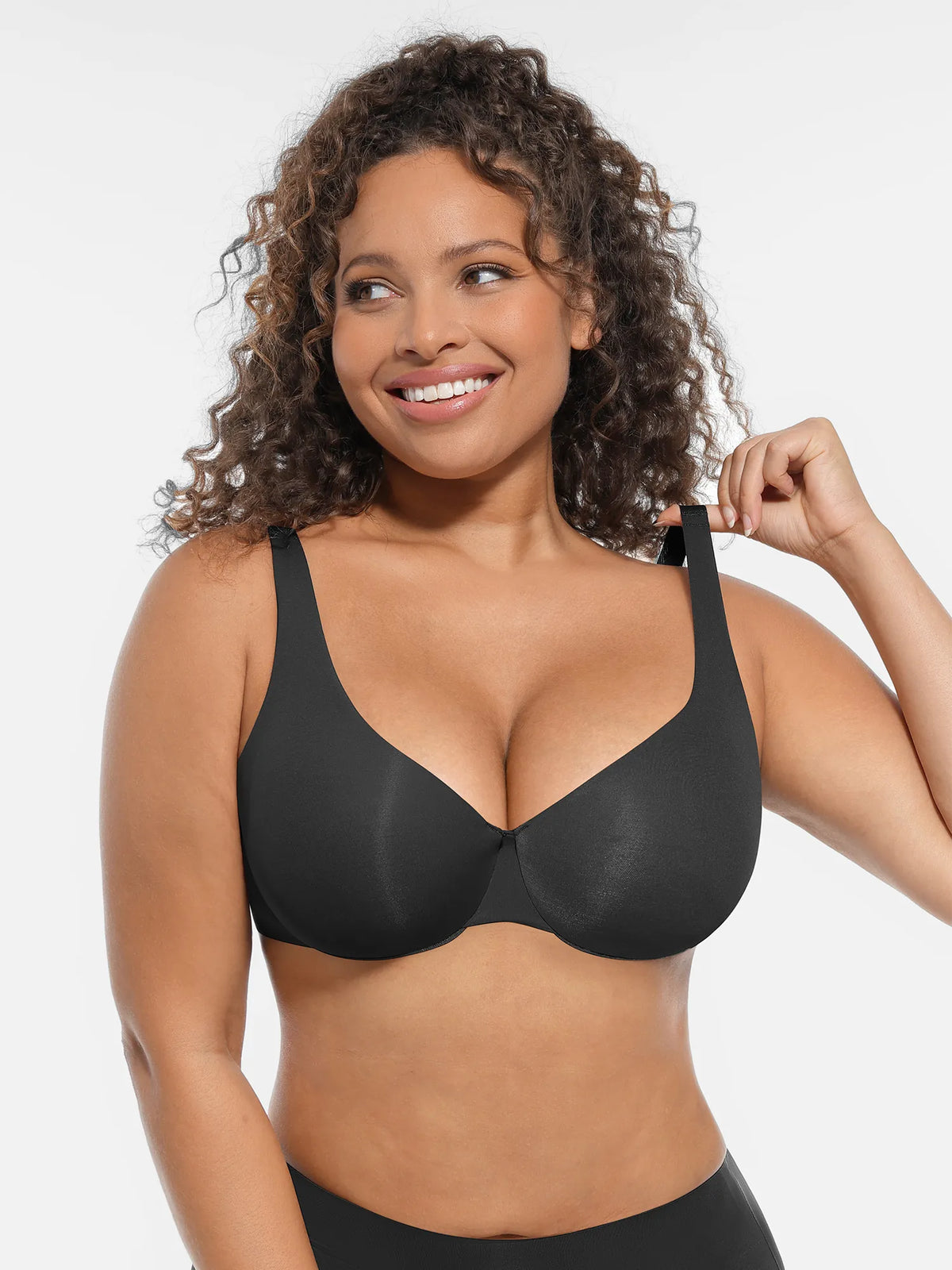 Adjustable-Strap Underwire V-neck Bra