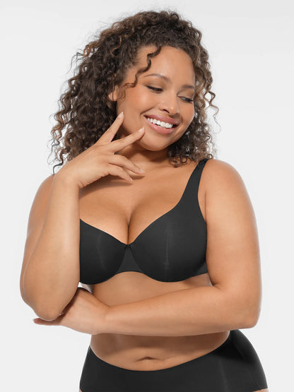 Adjustable-Strap Underwire V-neck Bra