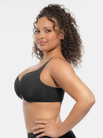 Adjustable-Strap Underwire V-neck Bra