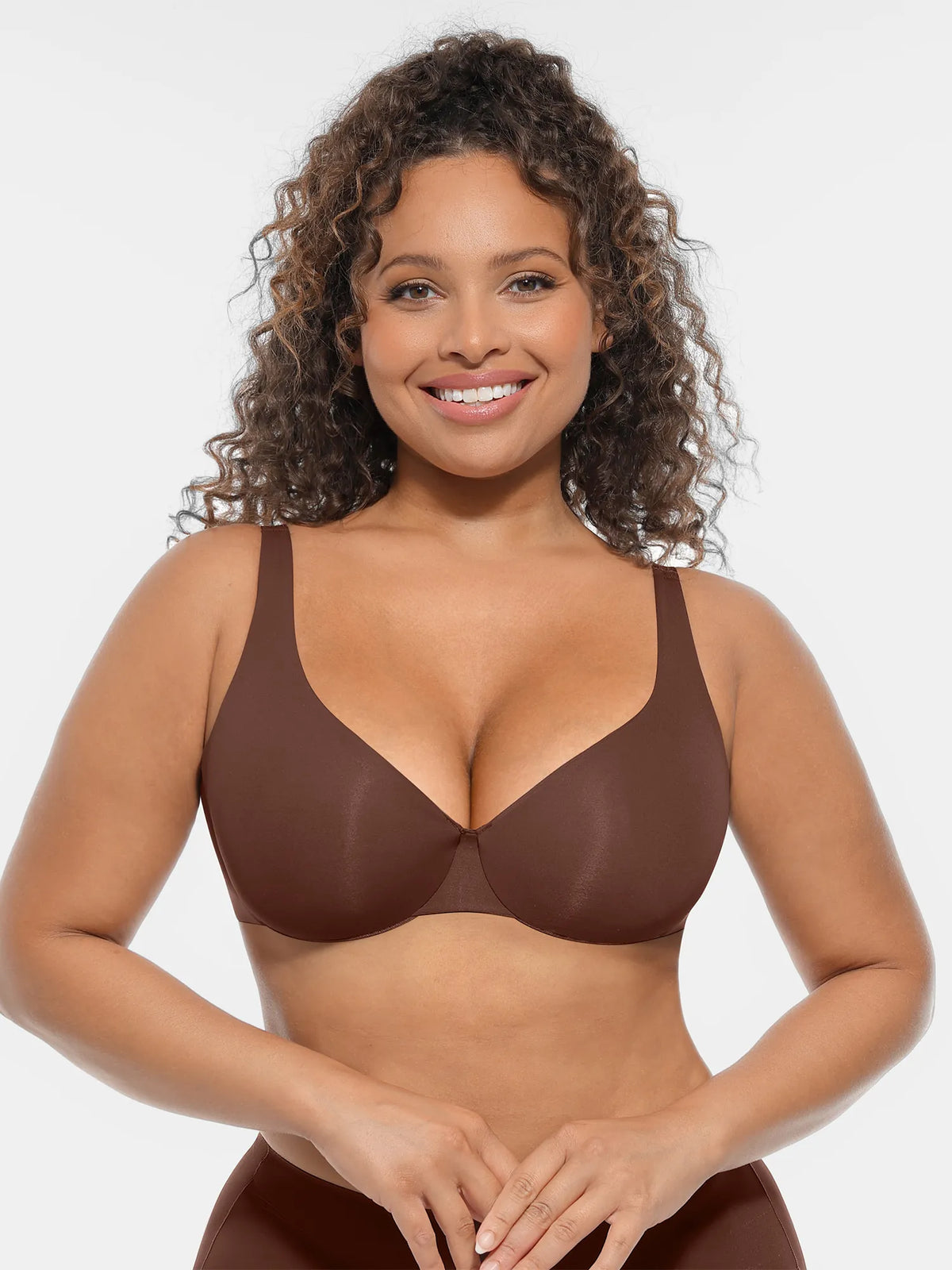 Adjustable-Strap Underwire V-neck Bra