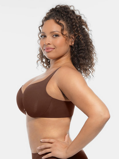 Adjustable-Strap Underwire V-neck Bra