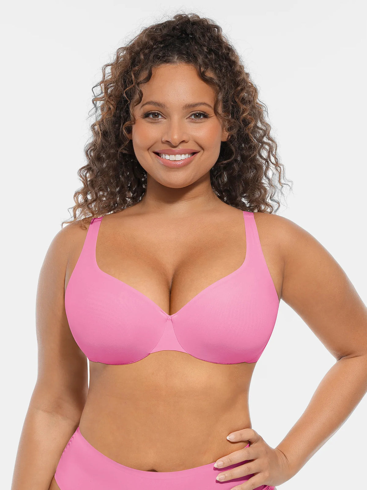 Adjustable-Strap Underwire Deep V-neck Bra