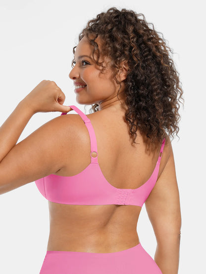 Adjustable-Strap Underwire V-neck Bra