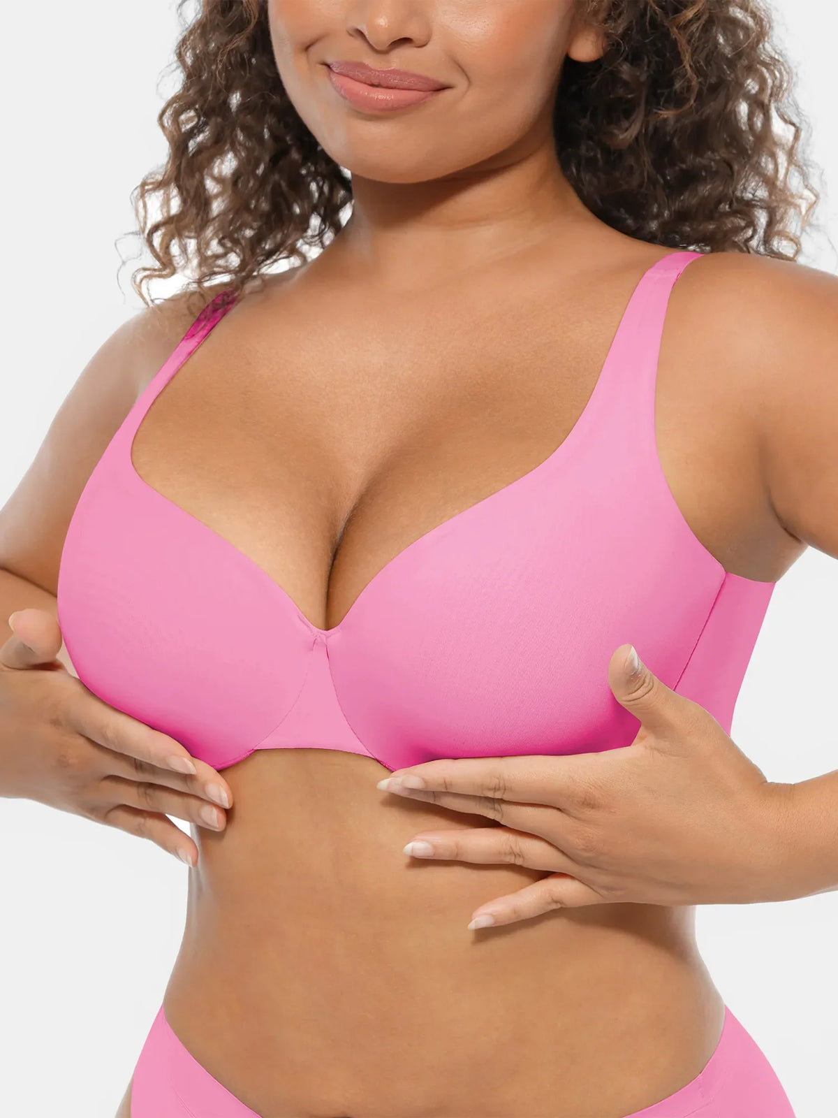 Adjustable-Strap Underwire V-neck Bra