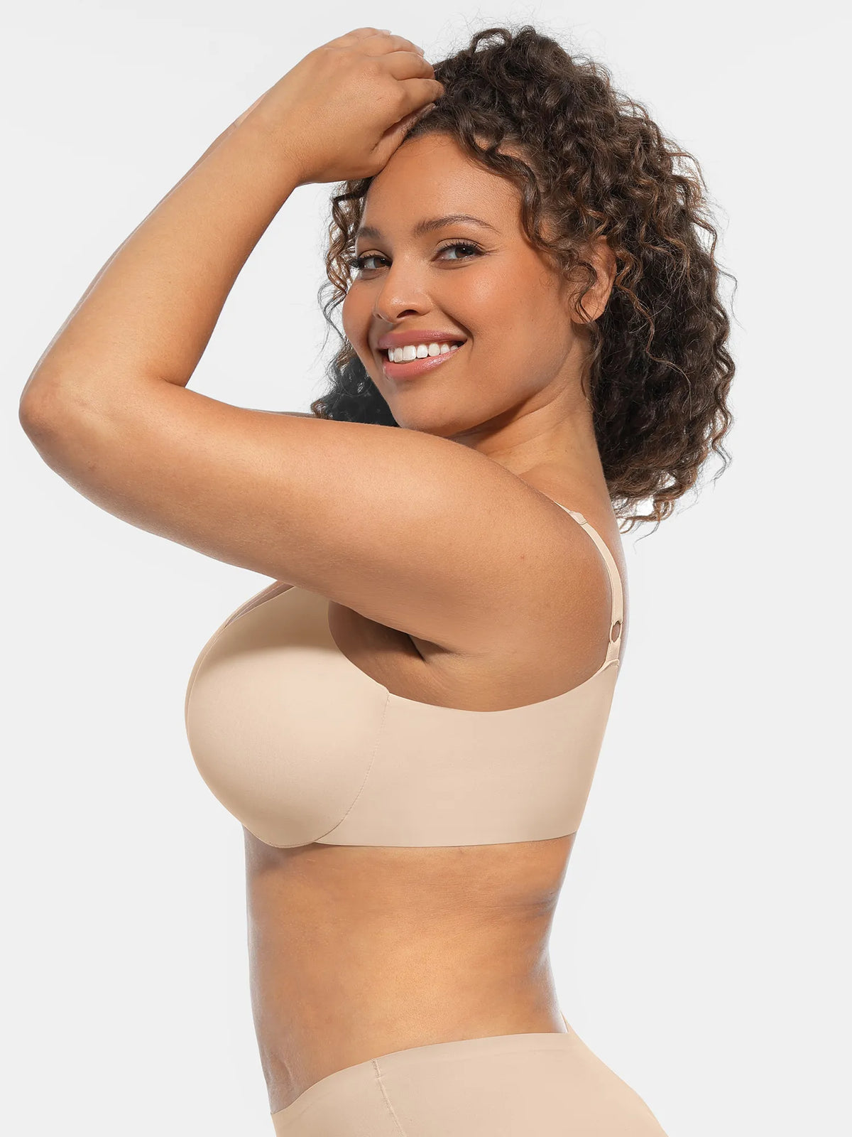 Adjustable-Strap Underwire V-neck Bra