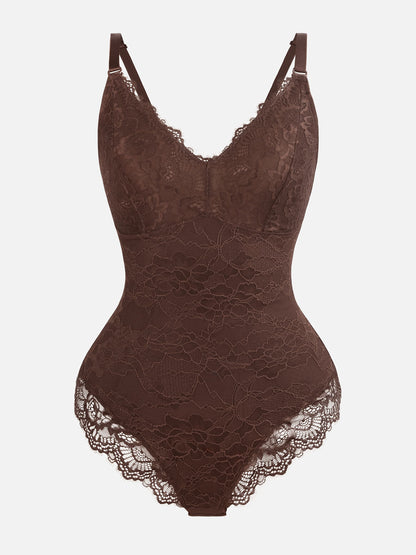 Lace V-Neck Stretch Bodysuit [BOGO]