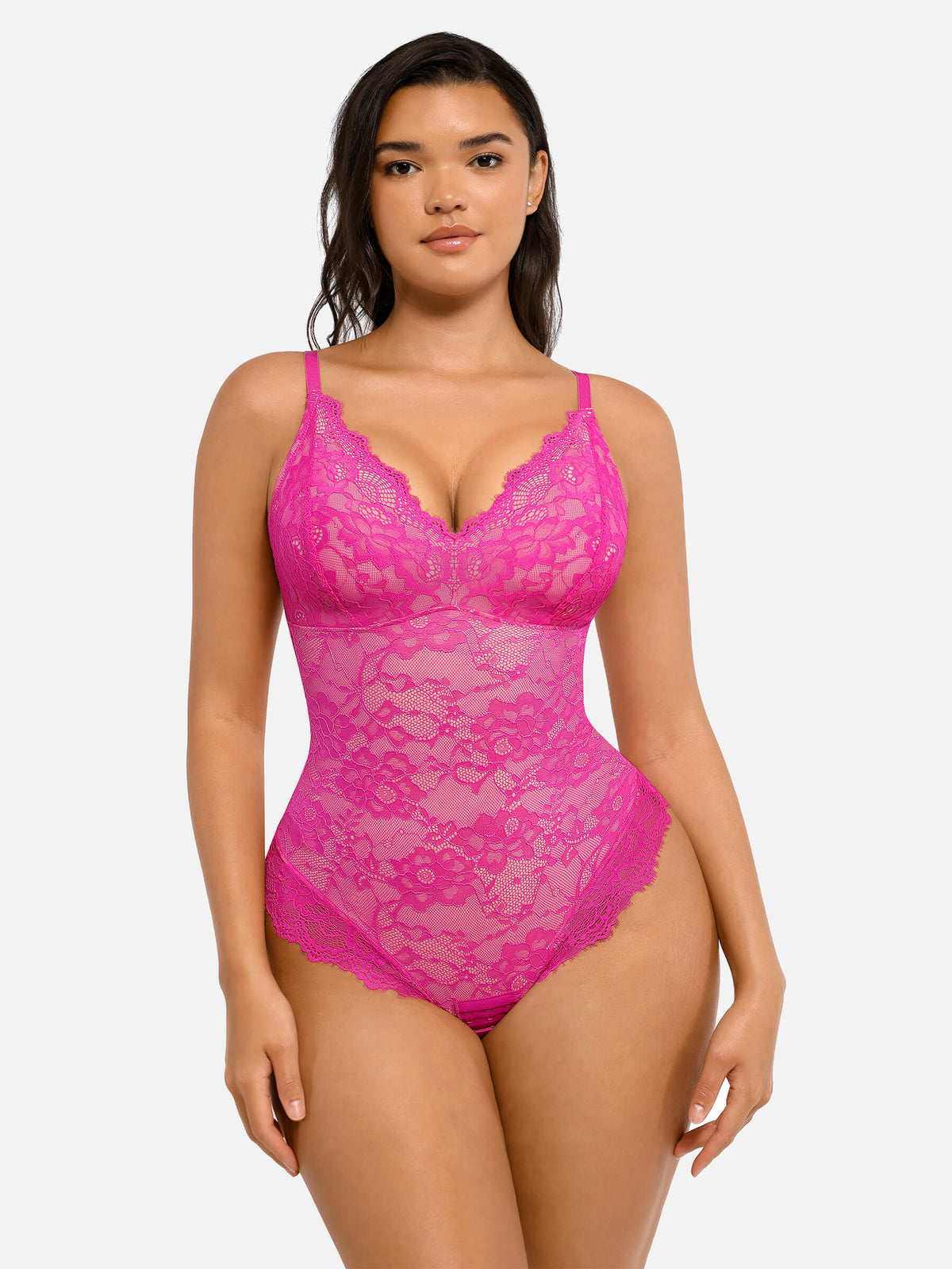 Lace V-Neck Stretch Bodysuit [BOGO]