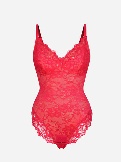 Lace V-Neck Stretch Bodysuit [BOGO]