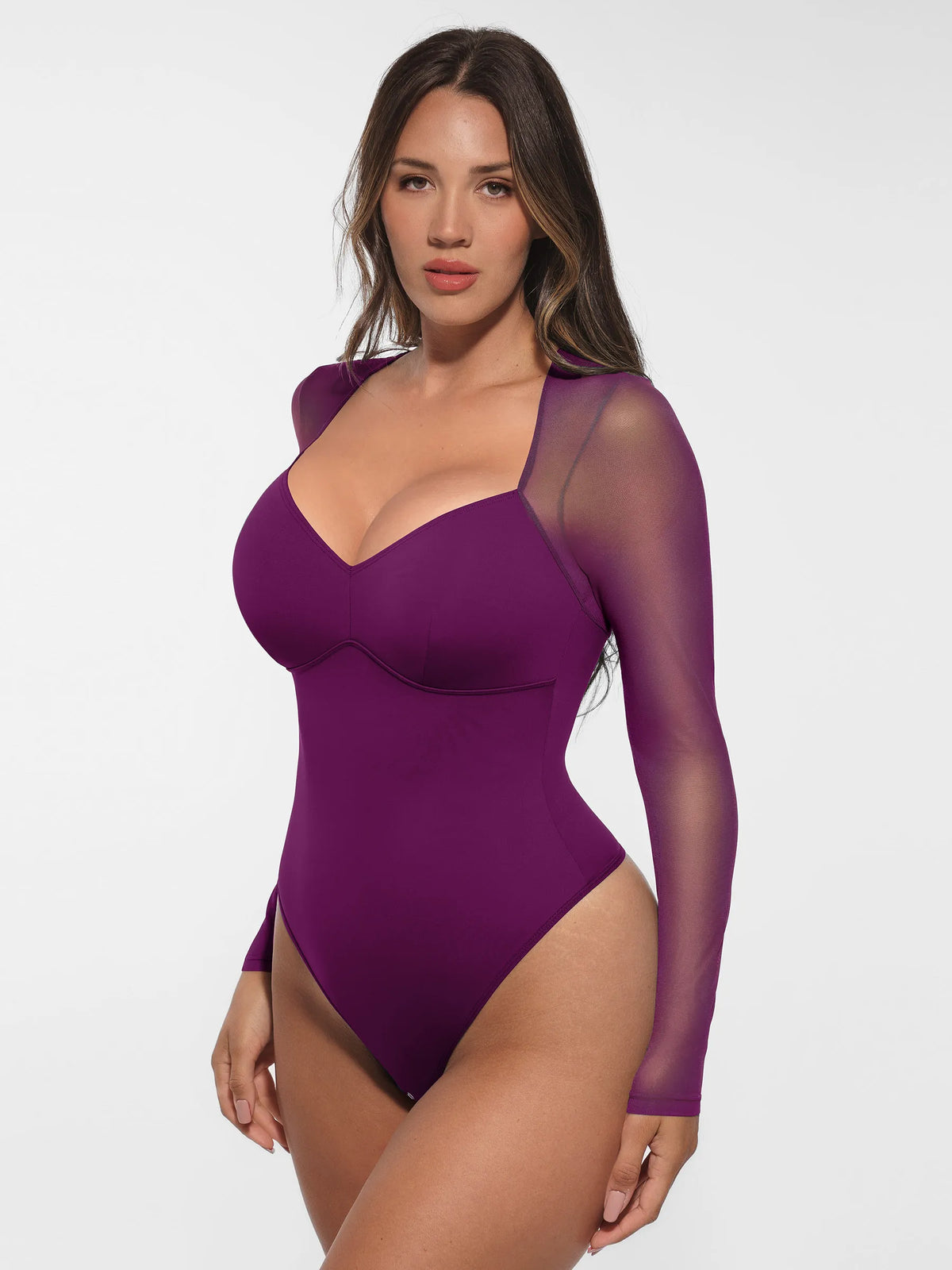 Mesh Panel V-Neck Bodysuit [BOGO]