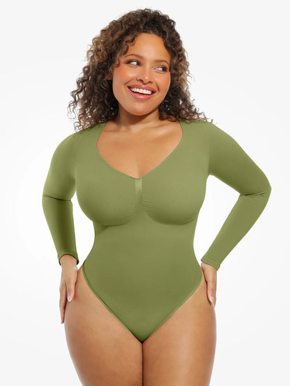 Seamless Supportive Long Sleeve Tummy Control Bodysuit [BOGO]