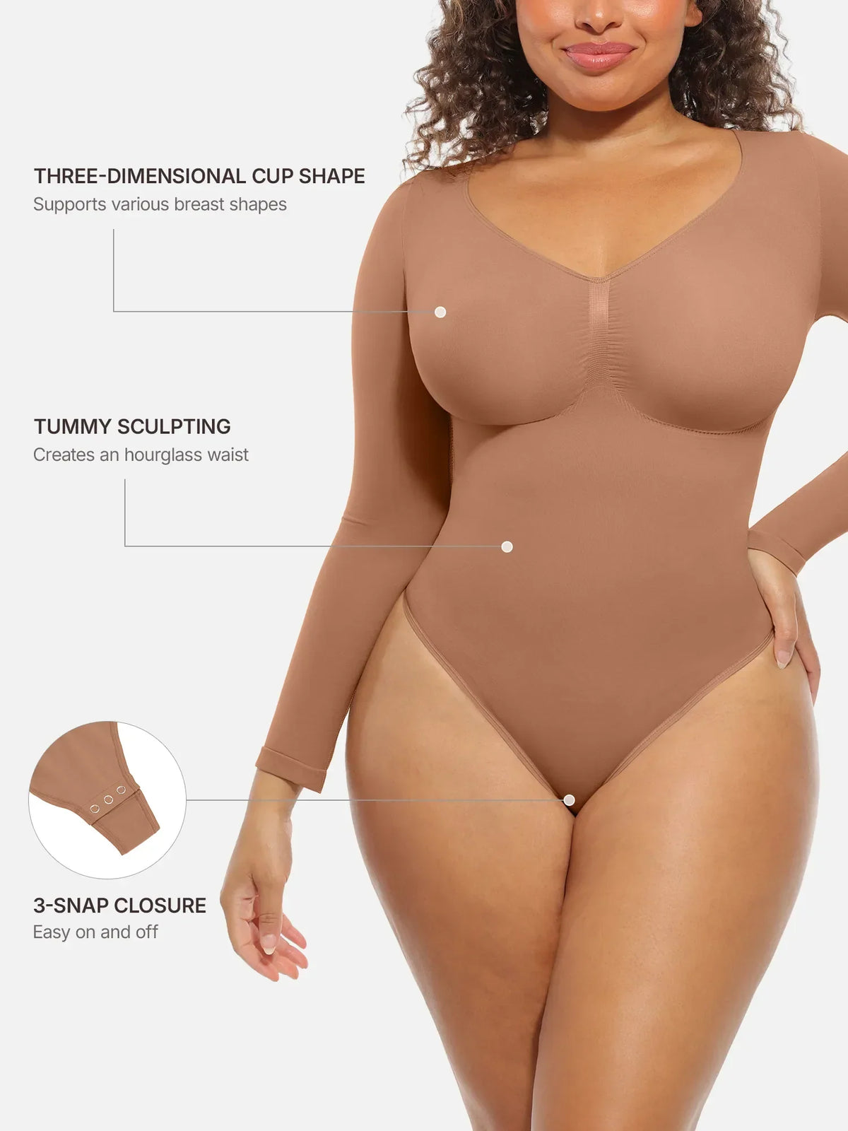 Seamless Supportive Long Sleeve Tummy Control Bodysuit [BOGO]