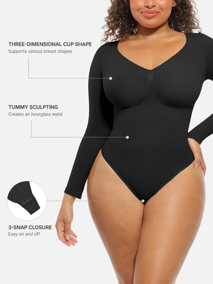 Seamless Supportive Long Sleeve Tummy Control Bodysuit [BOGO]