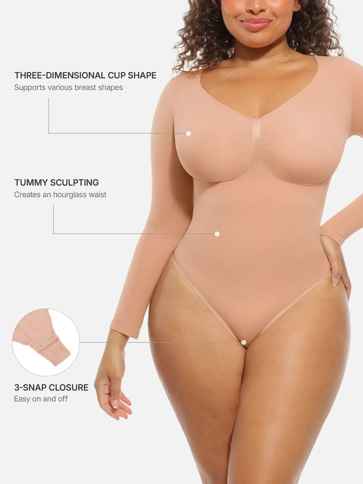 Seamless Supportive Long Sleeve Tummy Control Bodysuit [BOGO]