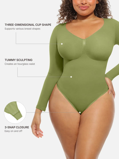 Seamless Supportive Long Sleeve Tummy Control Bodysuit [BOGO]