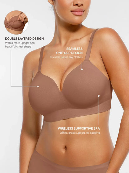 Wireless Seamless Push-Up V-neck Bra
