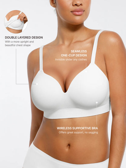 Wireless Seamless Push-Up V-neck Bra