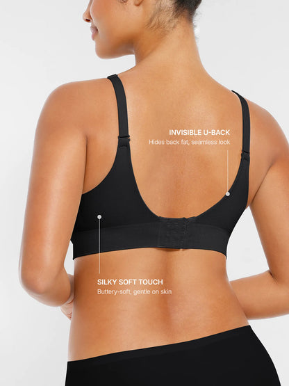 Wireless Seamless Push-Up V-neck Bra