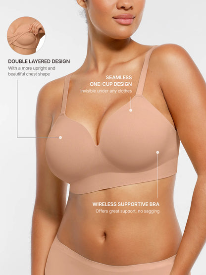 Wireless Seamless Push-Up V-neck Bra