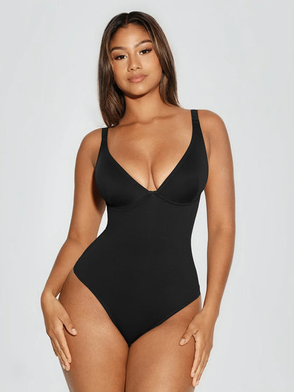 V-Neck Tummy Control Sculpt Bodysuit