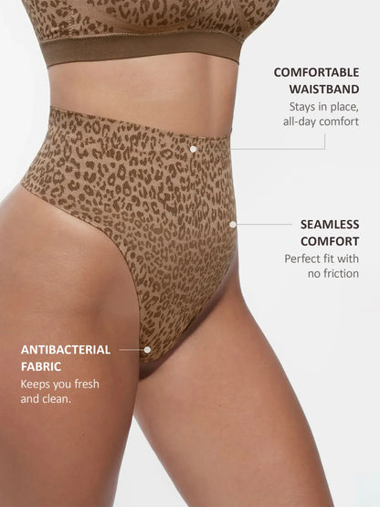 Leopard Print Mid-Waist Shaping Thong