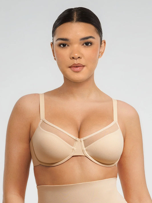 Sheer Mesh Full Coverage Unpadded Underwire Bra
