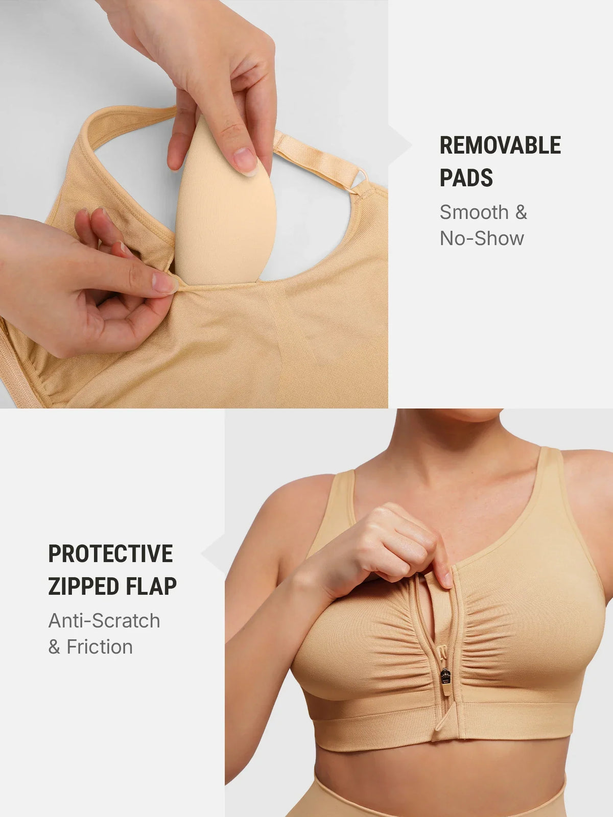 Seamless Front-Opening Zipper Bra
