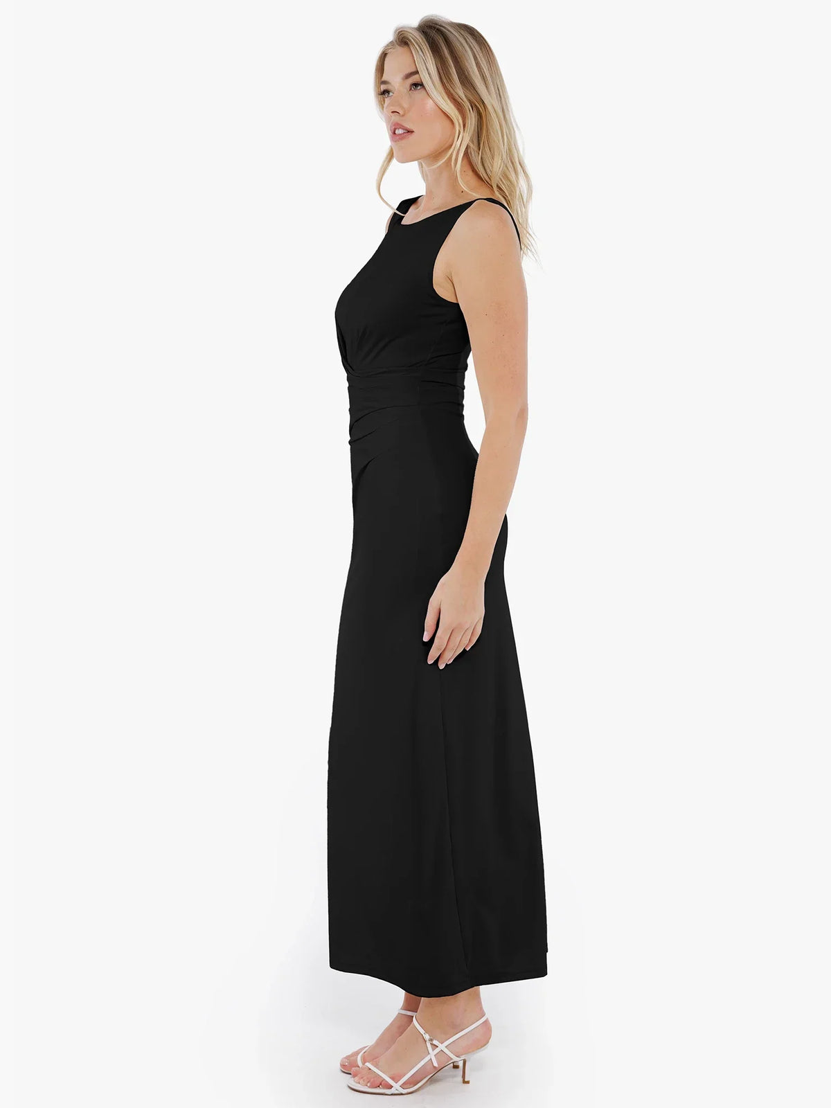 Shapewear Boatneck Draped Sculpting Maxi Dress