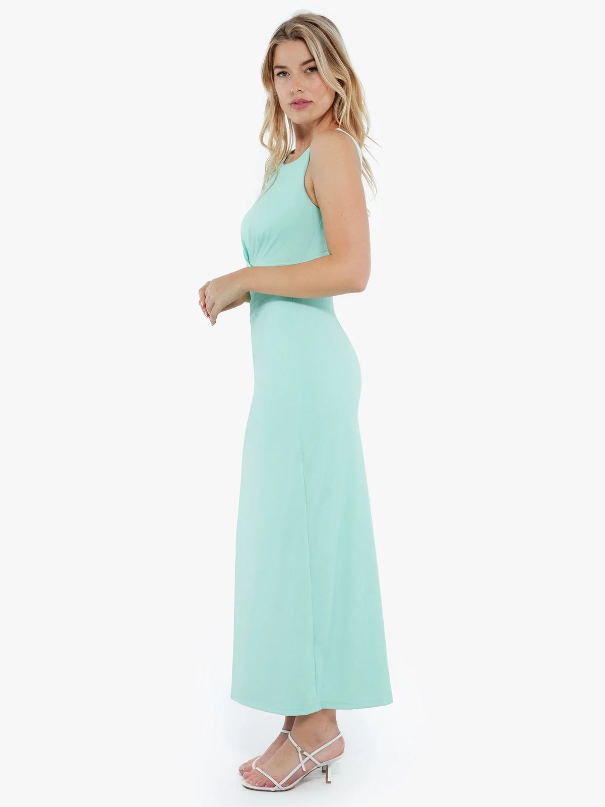 Shapewear Boatneck Draped Sculpting Maxi Dress