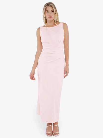 Shapewear Boatneck Draped Sculpting Maxi Dress