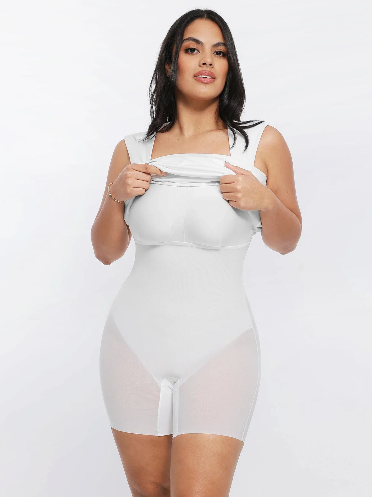 Shapewear Cut-in Square Neck Sculpting Midi Dress