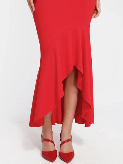 Shapewear Long Sleeve Lace Trim Sculpting Mermaid Maxi Dress