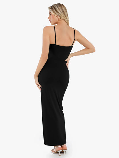 Shapewear Ruched Bias Twist Tummy Control Maxi Dress