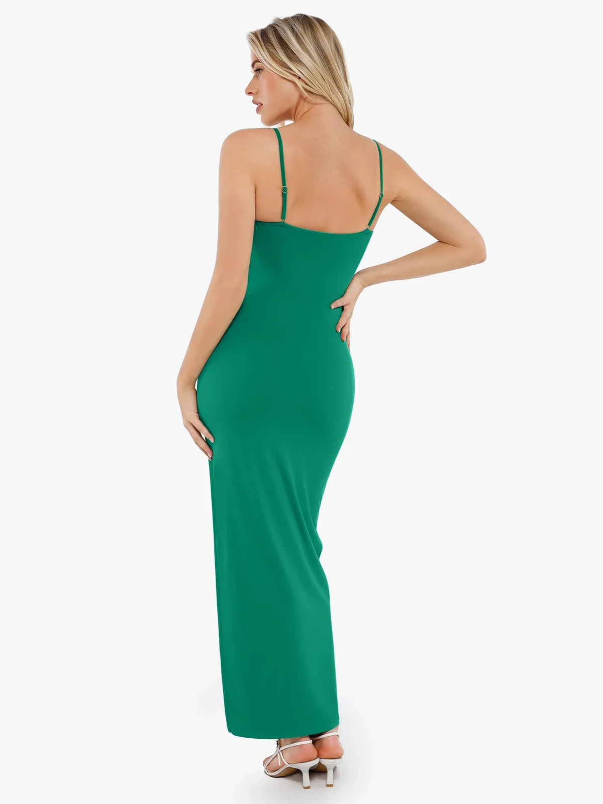 Shapewear Ruched Bias Twist Tummy Control Maxi Dress