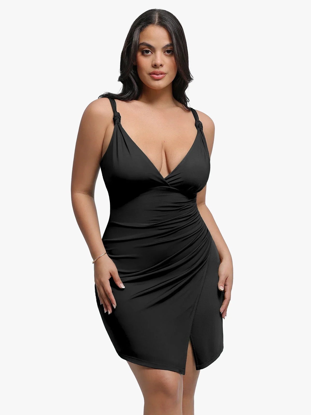 Shapewear Sculpting Side Slit Mini Dress