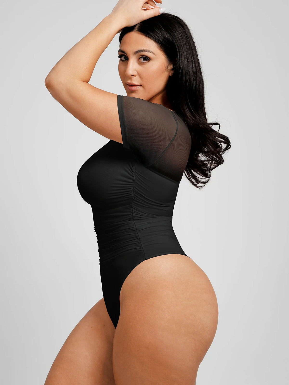 Ultra-Fine Mesh Thong Bodysuit