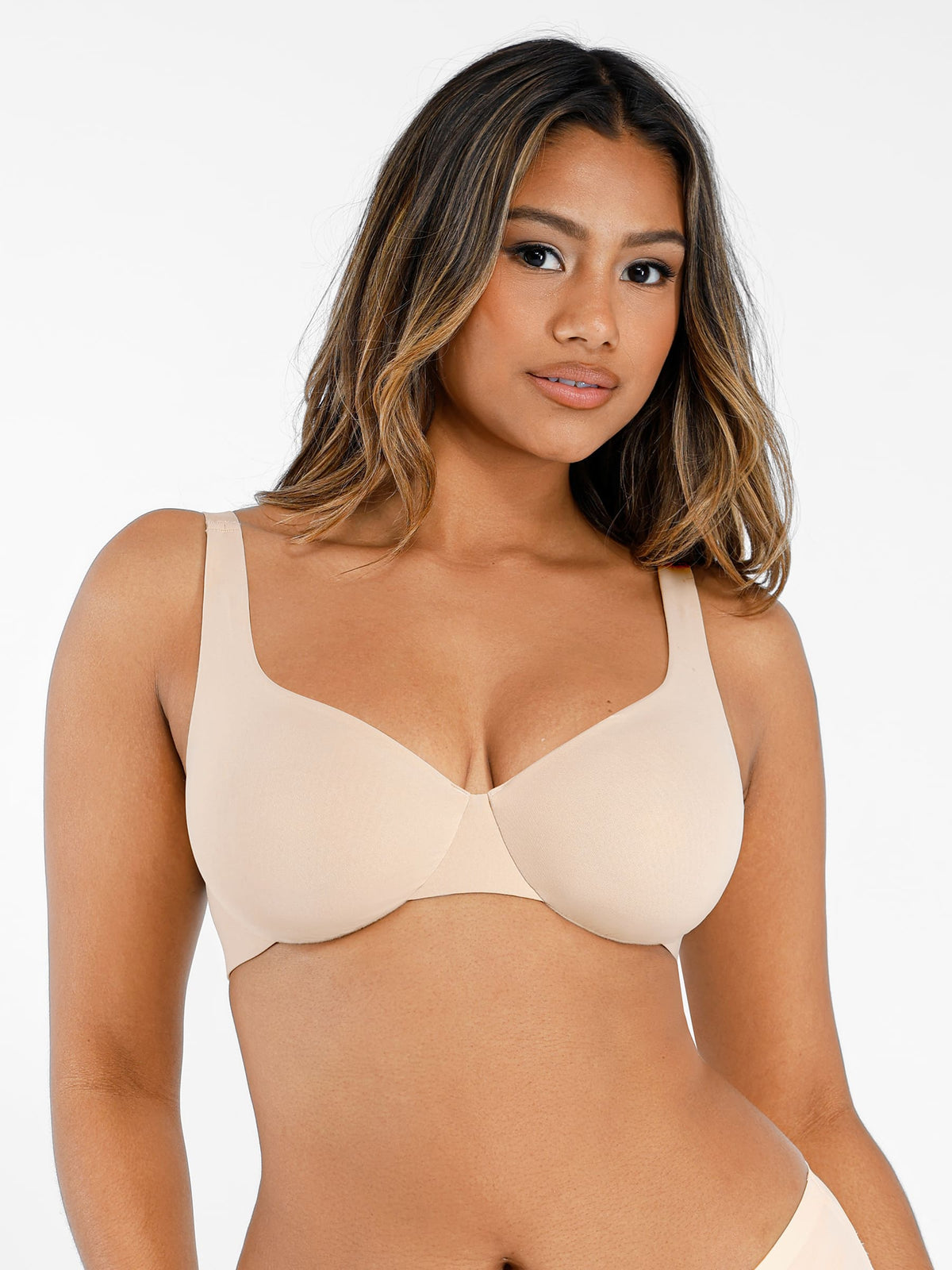Adjustable-Strap Underwire Plunge Bra