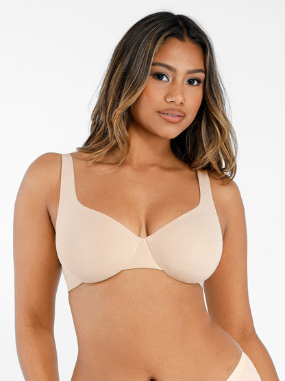 Adjustable-Strap Underwire Plunge Bra