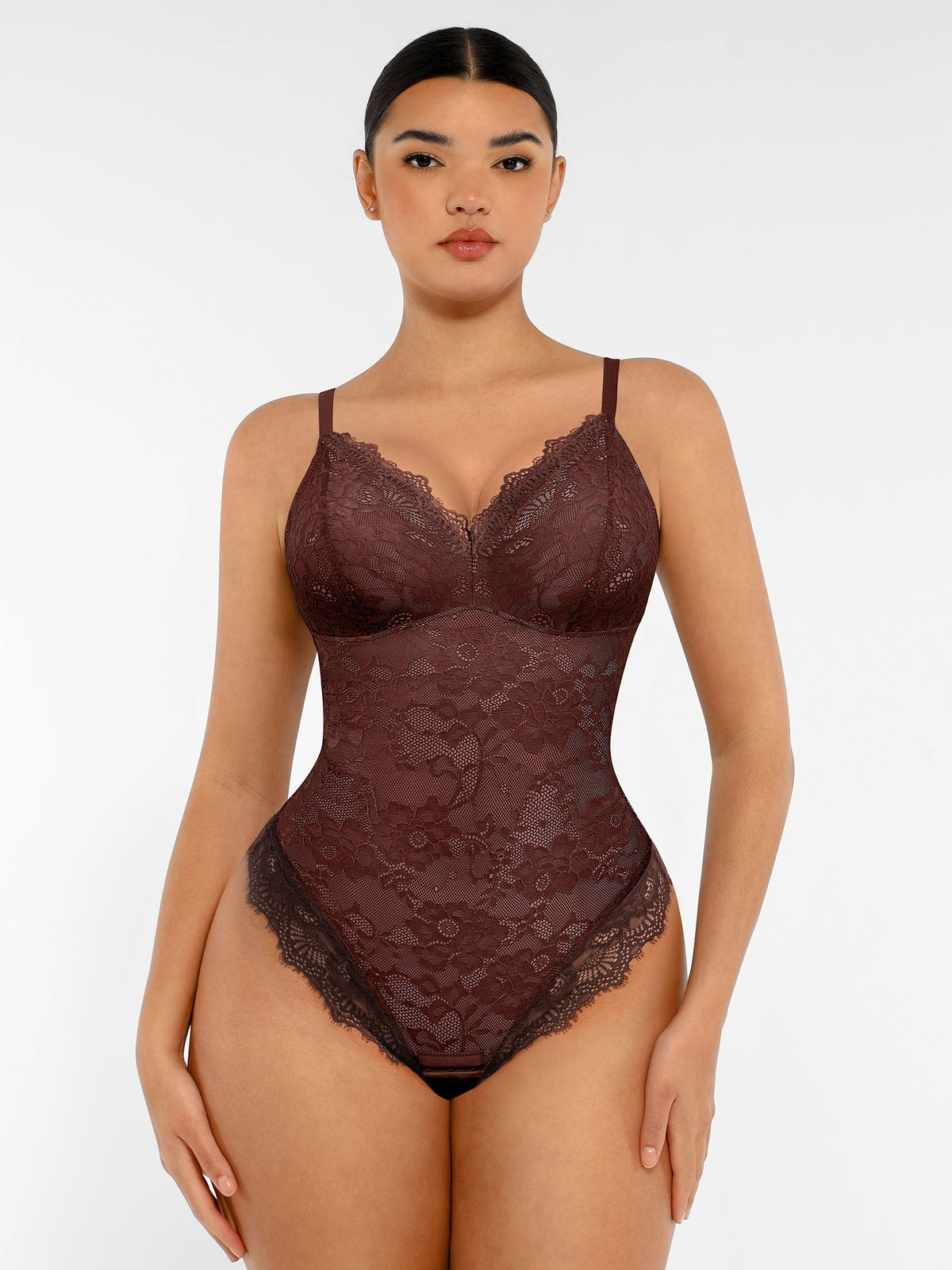 Lace V-Neck Stretch Bodysuit [BOGO]