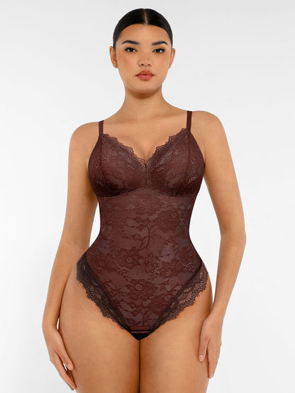 Lace V-Neck Stretch Bodysuit [BOGO]