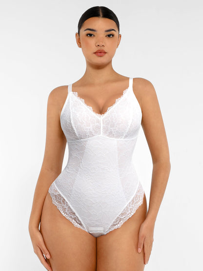 Lace V-Neck Stretch Bodysuit [BOGO]