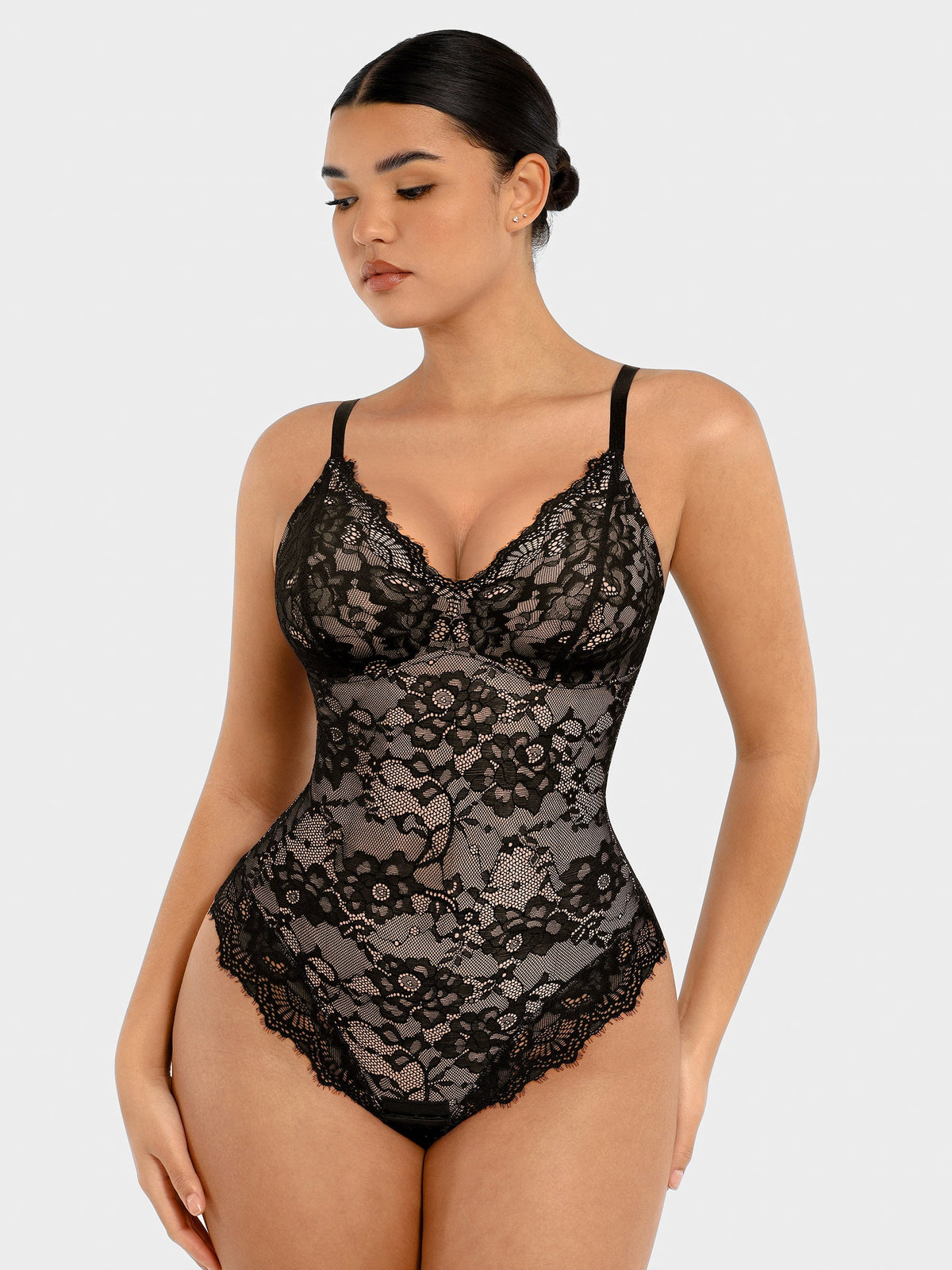 Lace V-Neck Stretch Bodysuit [BOGO]