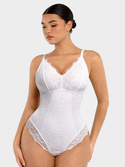 Lace V-Neck Stretch Bodysuit [BOGO]