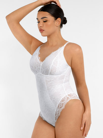 Lace V-Neck Stretch Bodysuit