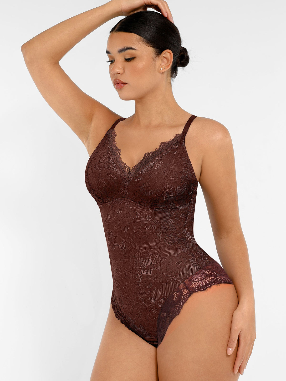 Lace V-Neck Stretch Bodysuit [BOGO]