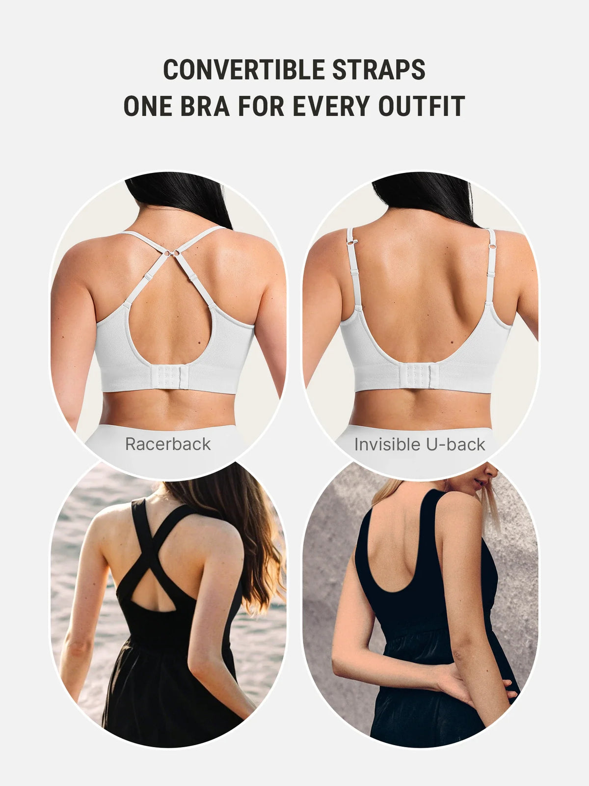 Adjustable Seamless Wireless Ribbed Bra